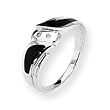 Diamond & Onyx Sterling Silver Ladies Ring (Sizes 6-8)