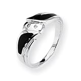 Versil Diamond and Onyx Sterling Silver Ladies Ring (Sizes 6-8)