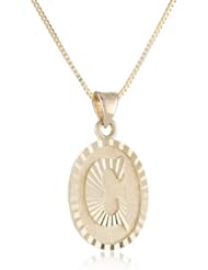14k Yellow Gold Oval Initial Pendant Necklace, 18"