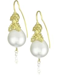 Vibes "Edgy" 18 Karat Gold South Sea Pearl Elegant Diamond Earrings