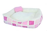 S & H Pet Products Memory Foam Pet Bed, Geometric Squares, Pink