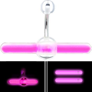 Pink Light Stick Belly Ring