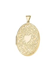 Clevereves 14K Yellow Gold 40.75X27.5 Celtic Heart W Message On Back