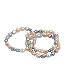 Fresh by Honora Cultured Freshwater Pearl Multicolored Stretch Bracelets - Set of 3