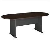 Bush Furniture Racetrack 6.9' Conference Table with Slab Base in Cherry and Gray