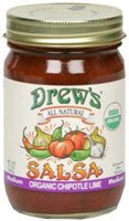 Drew's All-Natural Organic Salsa, Chipotle Lime, 12-Ounce Jar