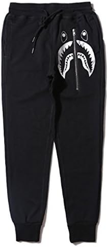 100% Cotton new style fashion monkey ape shark jogger pants pantalon homme harem pants men black joggers men drop crotch sweatpants (Black, M)