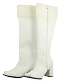 Women's Sexy Mrs. Claus White with Faux Fur Knee High Christmas Boots - Size 11