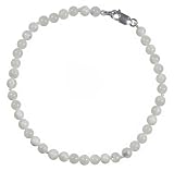 Sterling Silver 4mm Mother-of-Pearl Bead Bracelet, 7.5'