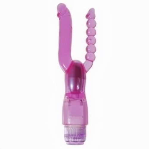 Aphrodisia Purple Jelly Waterproof Multispeed Vibrating Vagina Anal Dual Vibrator Sex Toy For Women [As on picture]
