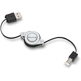 Belkin Retractable Hi-Speed USB 2.0 Cable, A/B, 2.6 feet