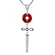 Good Luck Red Jade Platinum Overlay CAREFREE Sterling Silver Pendant Necklace Good Luck Red Jade Platinum Overlay CAREFREE Sterling Silver Pendant Necklace