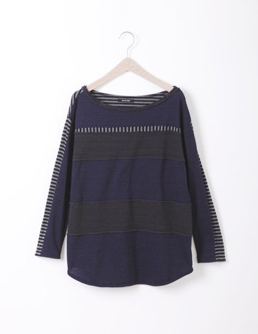 パドカレ(pas de calais)ヴィンテージパッチワーク 9分袖プルオーバー