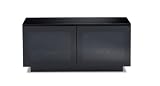 BDI Mirage 8224, Double Wide Enclosed Cabinet ( Satin Black with Black Glass Top)