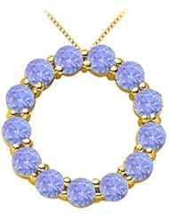 Tanzanite Circle of Life Pendant in Yellow Gold 14K Total Gem Weight of 2 Carat
