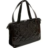 WIB WOMENS VANITY BLACK NOTEBOOK TOTE WITH PURPLE LINING, FITS UP 16.1 COMPUTER