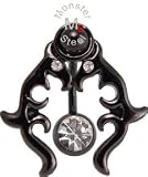 Black Titanium Tribal Belly Button Ring Shield Navel CL