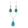 Sterling Silver Turquoise Inlay Teardrop-Shaped Earrings with Matching Pendant Set, 16"