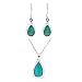 Sterling Silver Turquoise Inlay Teardrop-Shaped Earrings with Matching Pendant Set, 16"