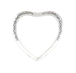Bracelet - B323 - Bangle Style - Heart Shaped - Swirly Scroll Pattern ~ Silver Tone Metal