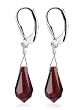 Made with Swarovski Elements&reg; Teardrop Garnet Crystal .925 Sterling Silver 1.5" Long Dangle Earrings