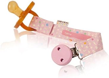 Hevea Universal Pacifier Holder with Clip, Made of Organic Matirials, No Chemicals for baby Saftey, Pink