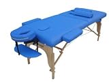 Blue PU Portable Massage Table w/Free Carry Case w/Free Two Bolster Pillows