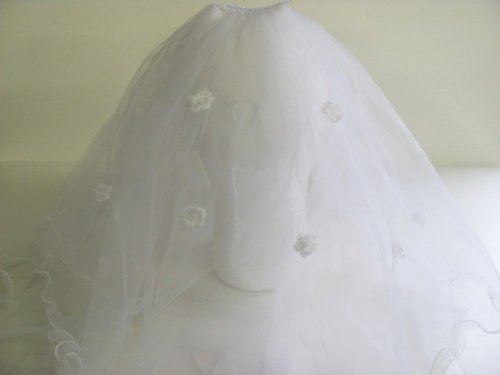 Girls First Holy Communion Veil Sparling Flowers and Hair Comb Attachment Girls First Holy Communion Veil Sparling Flowers and Hair Comb Attachment