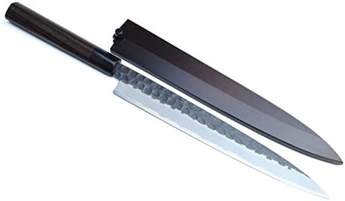 Yoshihiro Hongasumi White Steel Balck Hammered Forged Yanagi Sashimi Knife 11.8 Inch (300mm)