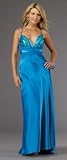 Teal Charmuese Gown with Sequin Bodice