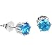 Sterling Silver 5mm London Blue December Topaz Cubic Zirconia Stud Earrings