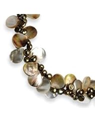 Sterling Silver FW Cultured Green Pearl & Mother of Pearl Necklace QH2170-18"