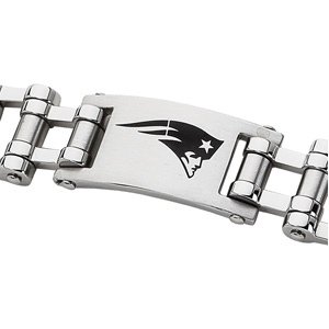 Stainless Steel New England Patriots Logo ID Bracelet