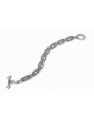 Twisted Blade Silver Medium Oval Dagger Bracelet 9 Inches