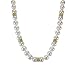 White 7-8mm AAA Cultured Pearl Strand Necklace w. 18K Yellow Gold Overlay Sterling Silver Diamond Cubic Zirconia Roundel and Rose Clasp (LS1R2)