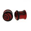 Black and Red Acrylic Single Flare Plug - Swirl Logo - 5/8 inches - Sold as a Pair