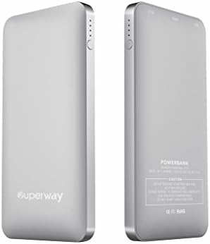 Battery Charger, Superway® 5000mah Dual USB Output High Capacity Aluminum Portable Travel Ultra Slim Rechargeable External battery Charger Mobile Power Outdoor Emergency Backup Battery, Silver