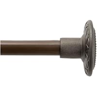 Levolor Kirsch 7004288893 Decorative Tension Rod 7/16-Inch Diameter 28 to 48-Inch Width with Flower Design in Bronze
