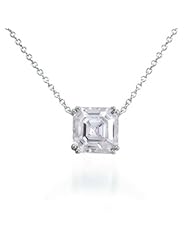 Bling Jewelry Sterling Silver Asscher Cut 8mm CZ Necklace 16" - 18"