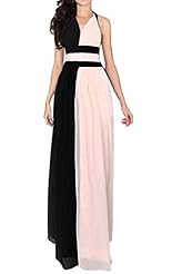 V-neck Colorblocking Chiffon Evening Dress/Party Dress 