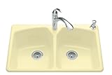 Kohler K-6491-3-Y2 Tanager Self-Rimming Kitchen Sink with Single-Hole Faucet Drilling and Two Accessory Holes, Sunlight