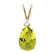 14K Yellow Gold Peridot and Diamond Pendant