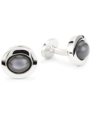 ROTENIER "Classic" Sterling Silver Grey Moonstone Cufflinks