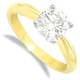 Image of Jewelco London 18 carat solid gold 1 Carat Fine Diamond 4 claw Solitaire Ring
