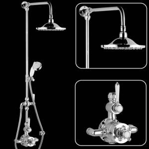 Twin Exposed Shower Faucet with Grand rigid riser kit and Diverter for Handset
