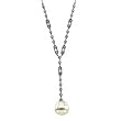 0.75 Ct.T.W. Round Brilliant Cut and Baguette Cut Diamonds, South Sea Cultured Pearls, 14K White Gold. South Sea Cultured Pearl & Diamond Necklace