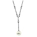 0.75 Ct.T.W. Round Brilliant Cut and Baguette Cut Diamonds, South Sea Cultured Pearls, 14K White Gold. South Sea Cultured Pearl & Diamond Necklace