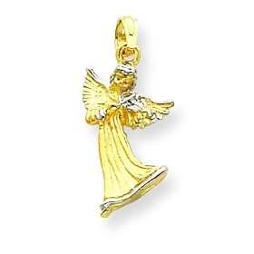 Buy 14k Rhodium 3-D Angel Playing the Violin Pendant made by ReligiousJewelryStore now!