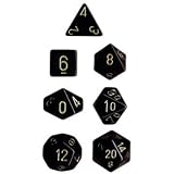 Chessex Dice: Polyhedral 7-Die Opaque Dice Set - Black with Gold