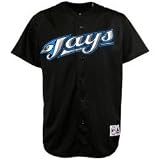 MLB Toronto Blue Jays Adult Short Sleeve 6 Button Synthetic Replica Jersey (Black, Large)